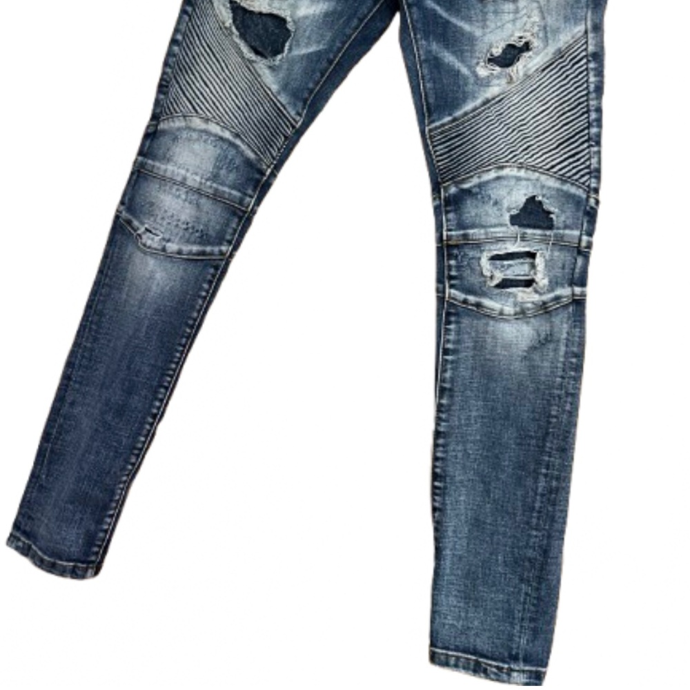 Crysp Denim Men’s Blue Ripped/Destructed Skinny Jeans Streetwear Sz-30 - Picture 3 of 8